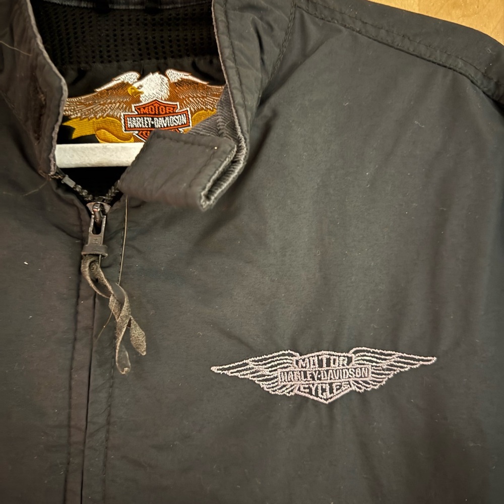 Harley-Davidson Black Bomber Jacket with Embroidered Emblem - Picture 2 of 4